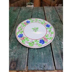 Vintage Cake Plate Floral Hand Painted Round Platter